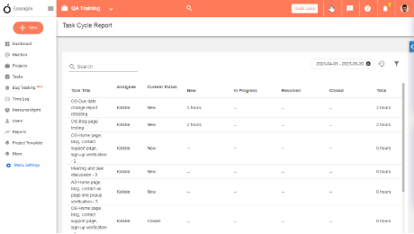 Task Cycle Report